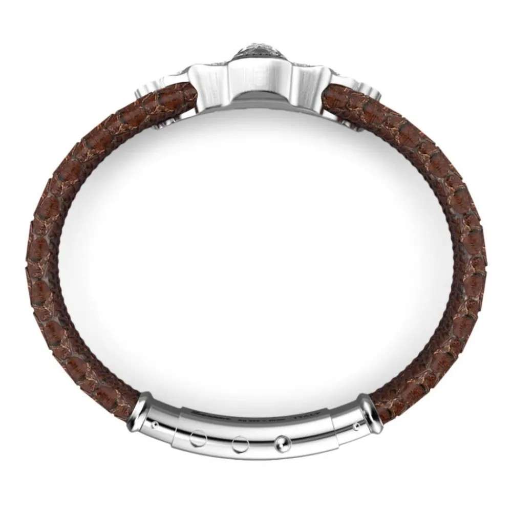 Online Zancan Leather And Silver Winged Skull Bracelet. Bracelets