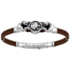 Discount Zancan Leather And Silver Bracelet With Panthers. Bracelets