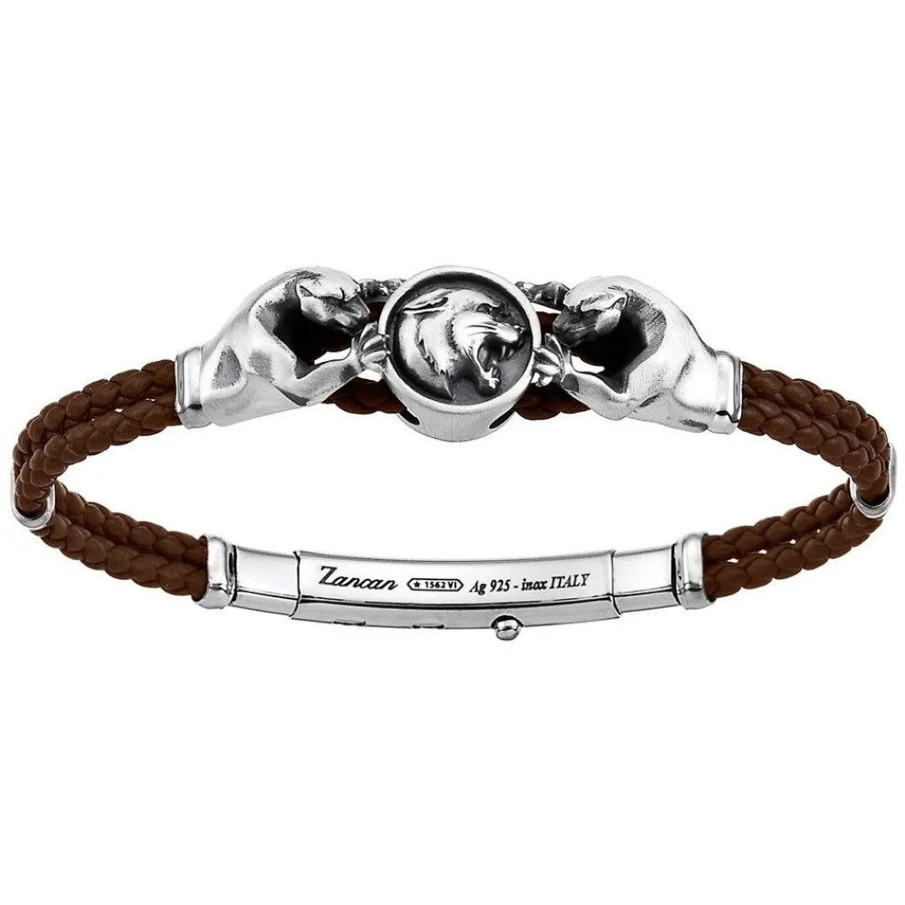 Discount Zancan Leather And Silver Bracelet With Panthers. Bracelets