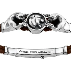 Discount Zancan Leather And Silver Bracelet With Panthers. Bracelets
