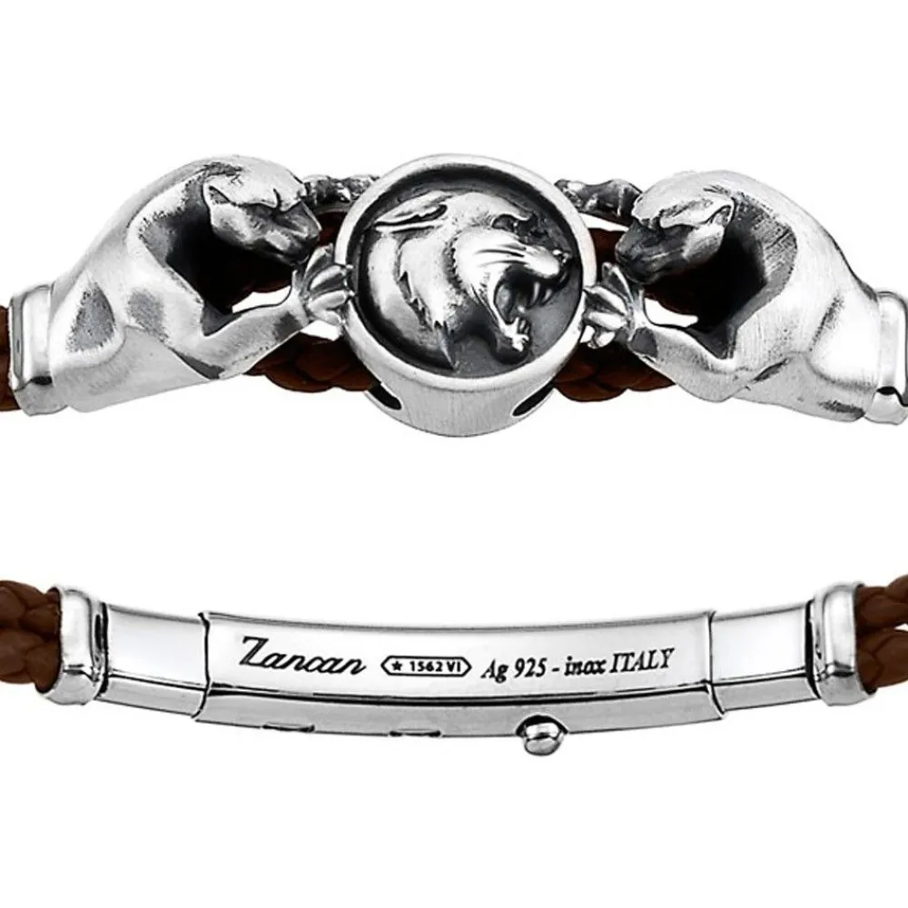 Discount Zancan Leather And Silver Bracelet With Panthers. Bracelets