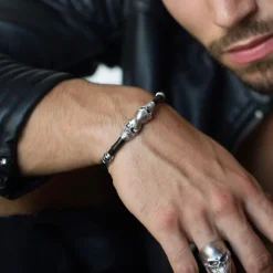 Online Zancan Leather Bracelet With Skulls. Bracelets