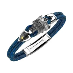 Clearance Zancan Leather Bracelet With Crowned Skull. Bracelets