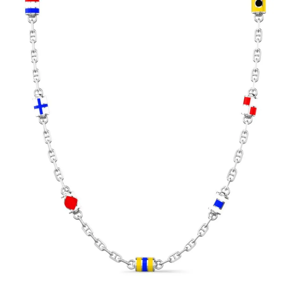 Best Sale Zancan Link-Only Silver Necklace With Nautical Flags. Colliers