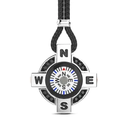 Cheap Zancan Necklace With A White Silver Compass And Black Spinels. Colliers