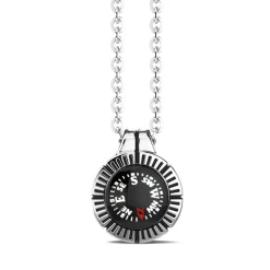 Best Sale Zancan Necklace With Black Silver Compass. Colliers