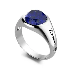 Cheap Zancan Round Silver Signet Ring With Lapis Lazuli. Bagues