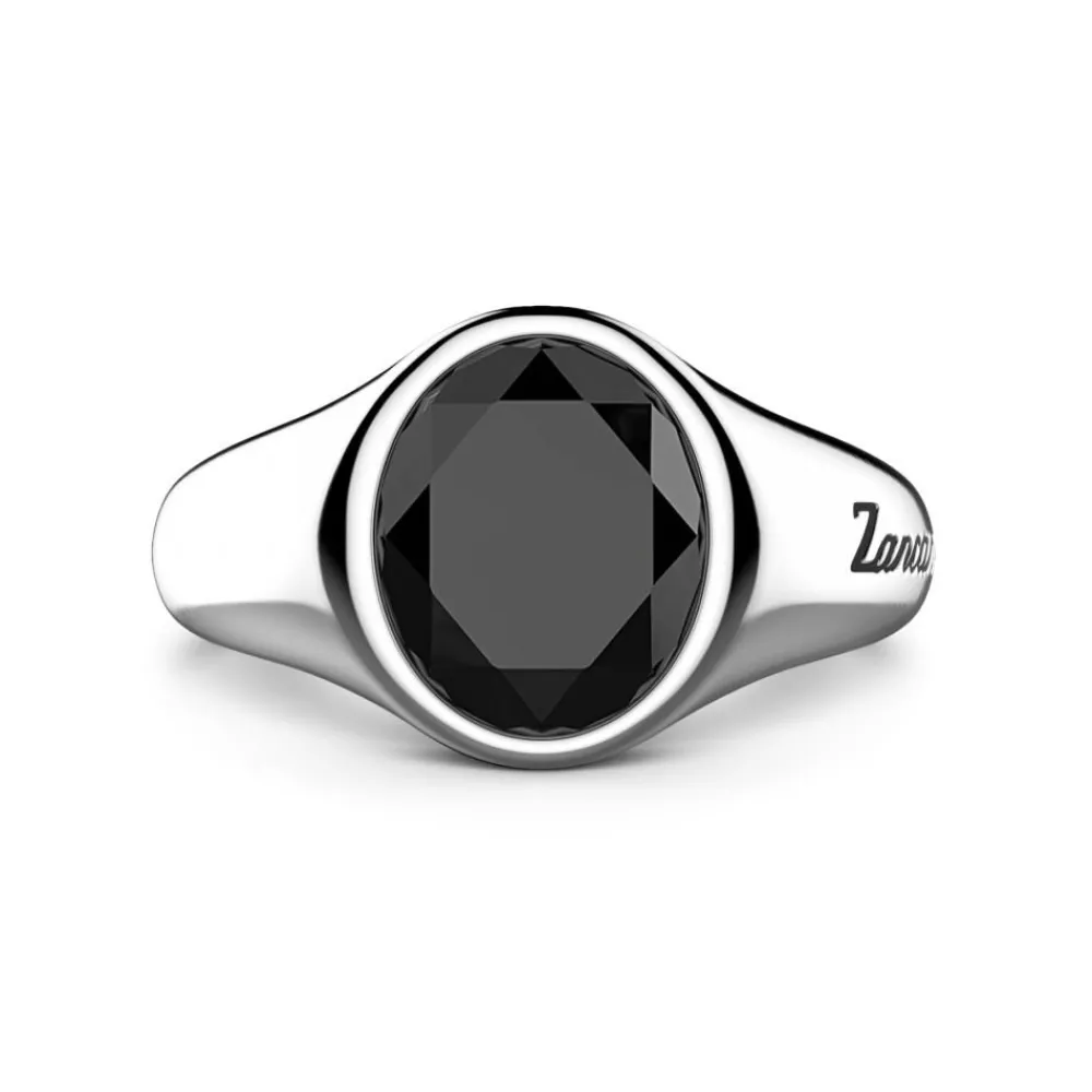 Sale Zancan Round Silver Signet Ring With Onyx Stone. Bagues