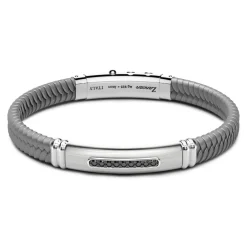 Cheap Zancan Silicone Bracelet With Silver Tag And Black Stones. Bracelets