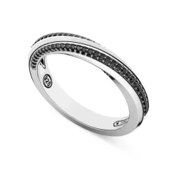 Cheap Zancan Silver And Black Stone Band Ring. Bagues