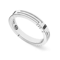 Best Sale Zancan Silver And Black Stone Band Ring. Bagues