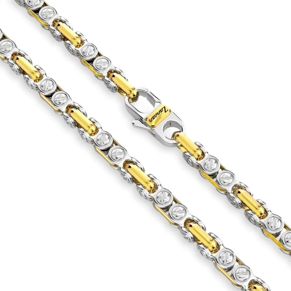 New Zancan Silver And 18K Rose Gold Chain Men'S Necklace. Colliers