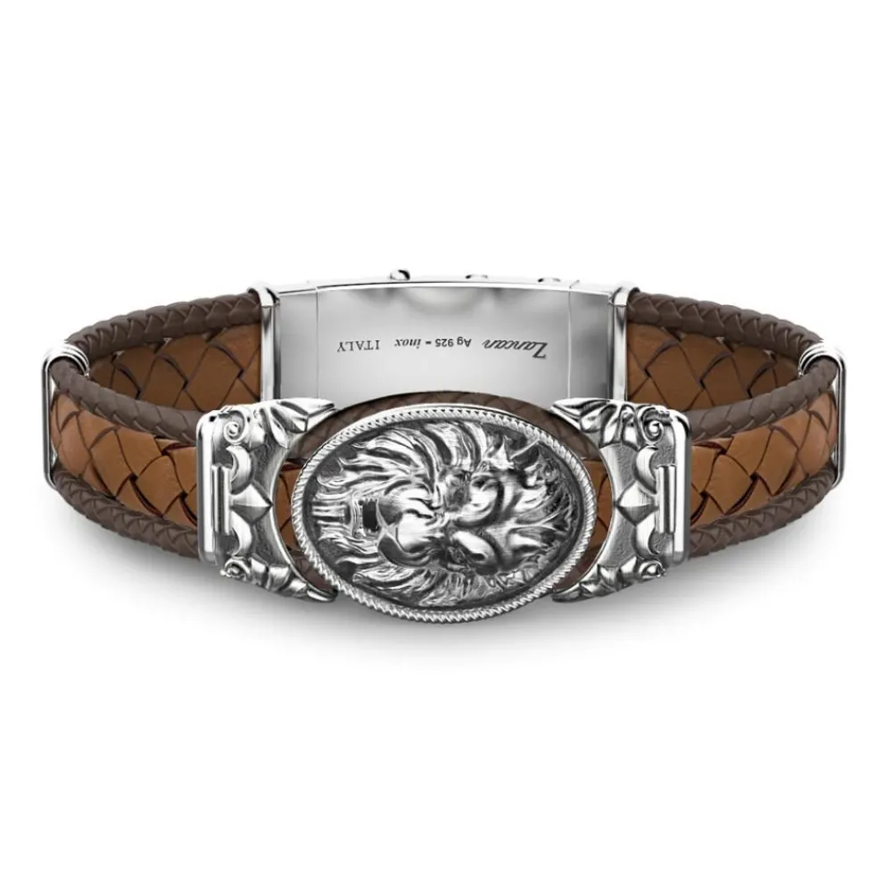 Sale Zancan Silver And Leather Bracelet With Lion. Bracelets
