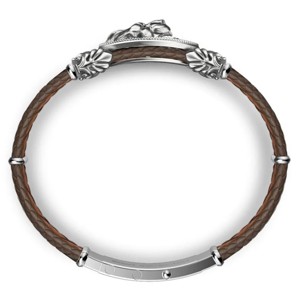 Sale Zancan Silver And Leather Bracelet With Lion. Bracelets