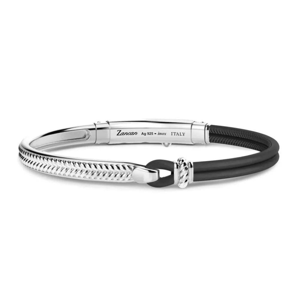 Fashion Zancan Silver And Natural Leather Bracelet. Bracelets