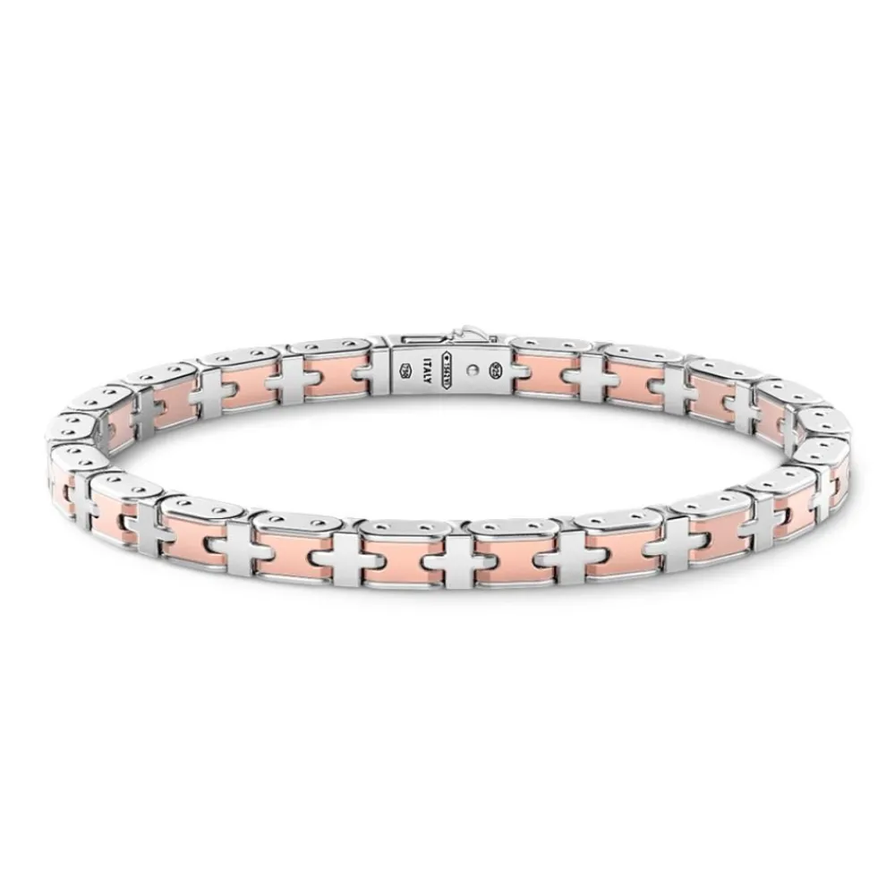 Fashion Zancan Silver And Rose Gold Men'S Bracelet. Bracelets