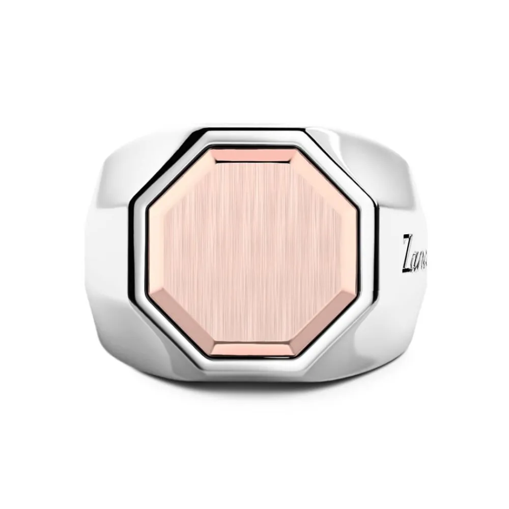 Hot Zancan Silver And Rose Gold Hexagonal Ring. Bagues