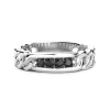 Fashion Zancan Silver Band Ring With Black Stones. Bagues