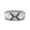 Hot Zancan Silver Band Ring With Black Stones. Bagues