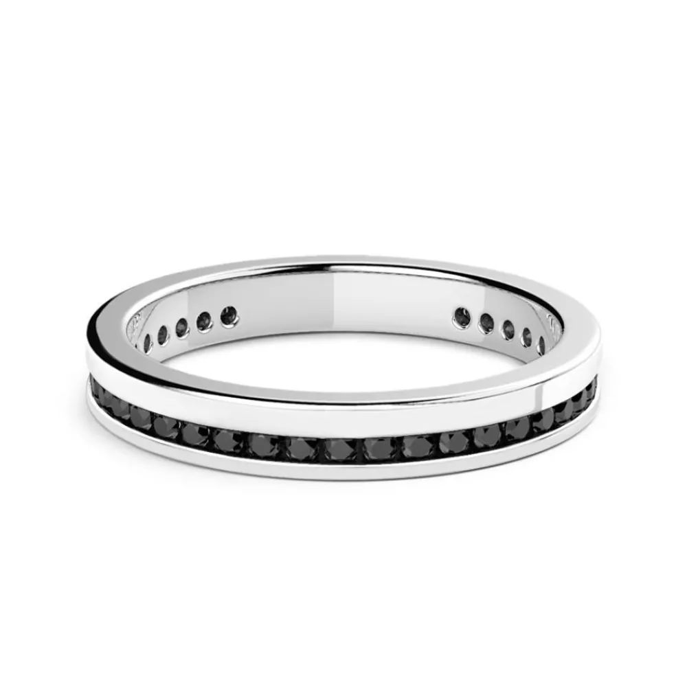 Online Zancan Silver Band Ring With Black Stones. Bagues