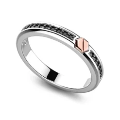 Cheap Zancan Silver Band Ring With Stones And Rose Gold Screw. Bagues