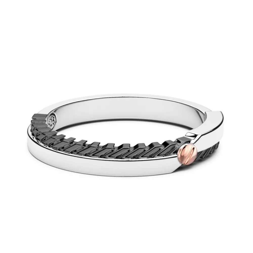 Shop Zancan Silver Band Ring With Rose Gold Screw. Bagues