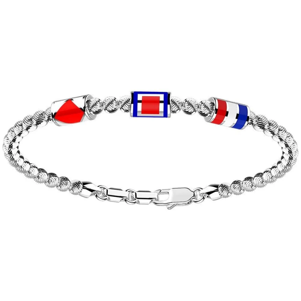 Cheap Zancan Silver Beads Bracelet With Three Nautical Flags. Bracelets