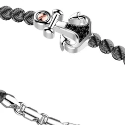 Cheap Zancan Silver Beads Bracelet With Anchor And Black Stones. Bracelets