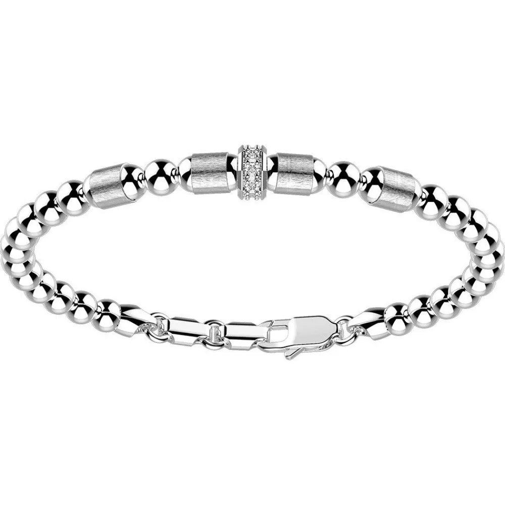 Store Zancan Silver Beads Bracelet With Satin Finish Inserts And White Stones. Bracelets