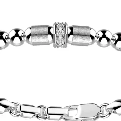 Store Zancan Silver Beads Bracelet With Satin Finish Inserts And White Stones. Bracelets