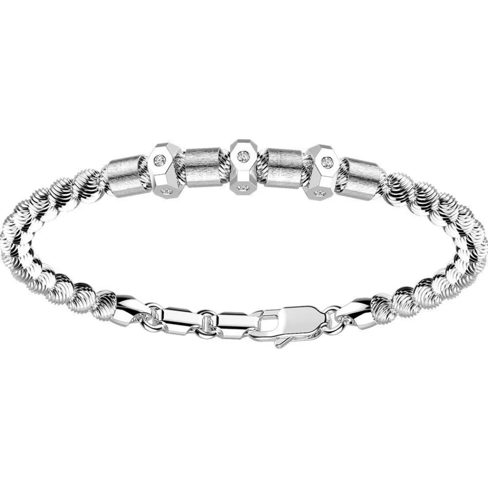 Discount Zancan Silver Beads Bracelet With Satin Finish Inserts. Bracelets