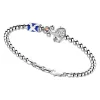 Outlet Zancan Silver Beads Bracelet With Nautical Flags And Anchor With White Stones. Bracelets