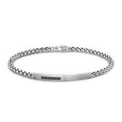 Best Zancan Silver Bracelet With Tag And Black Stones. Bracelets