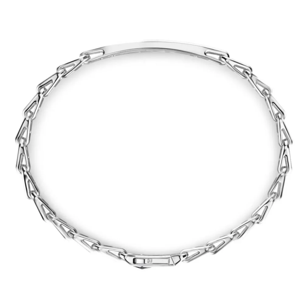 Shop Zancan Silver Bracelet With Tag And Black Stones. Bracelets