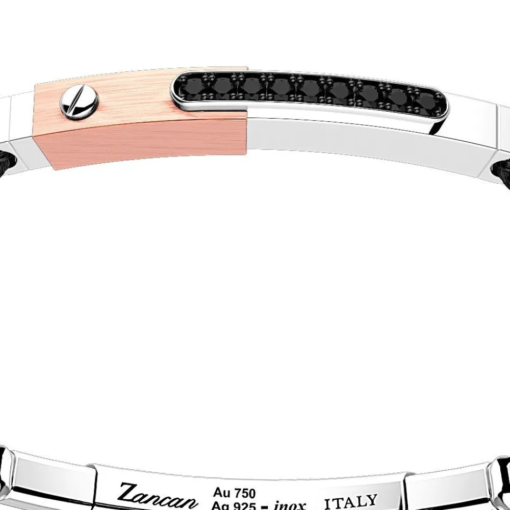 Fashion Zancan Silver Bracelet With 18K Gold Inserts, Stones And Kevlar. Bracelets