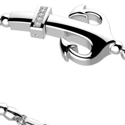 Store Zancan Silver Bracelet With Spheres And Anchor And White Stones. Bracelets