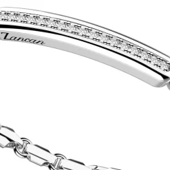 Store Zancan Silver Bracelet With Spheres And Tag And White Stones. Bracelets