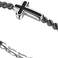 Best Zancan Silver Bracelet With Spheres And Cross And Black Stones. Bracelets
