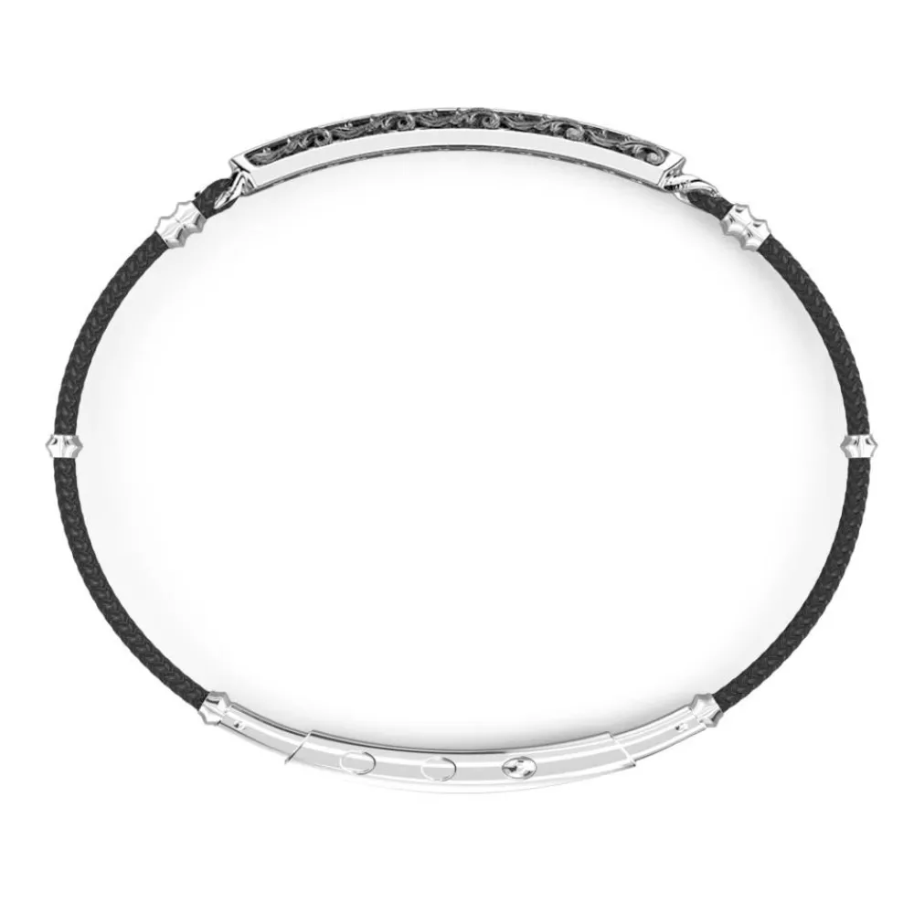 Store Zancan Silver Bracelet With Kevlar Cord And Black Stones. Bracelets