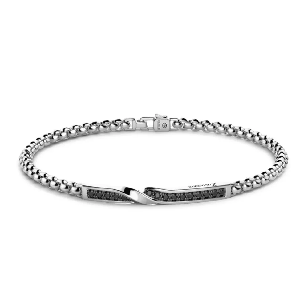 Outlet Zancan Silver Bracelet With Tag And Black Stones Bracelets