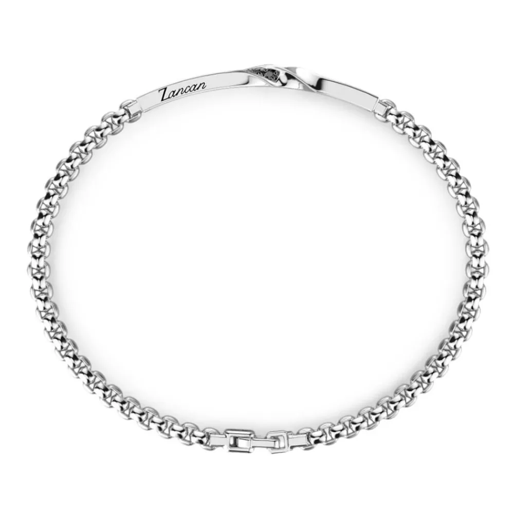 Outlet Zancan Silver Bracelet With Tag And Black Stones Bracelets