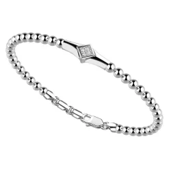 Cheap Zancan Silver Bracelet With Spheres And Tag And White Stones. Bracelets