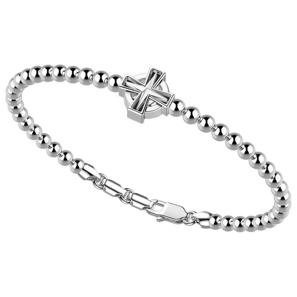 Fashion Zancan Silver Bracelet With Spheres And Greek Cross. Bracelets