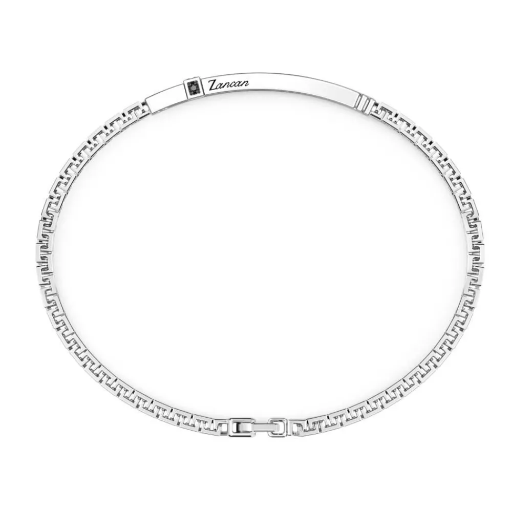 Outlet Zancan Silver Bracelet With Tag And Black Stones. Bracelets