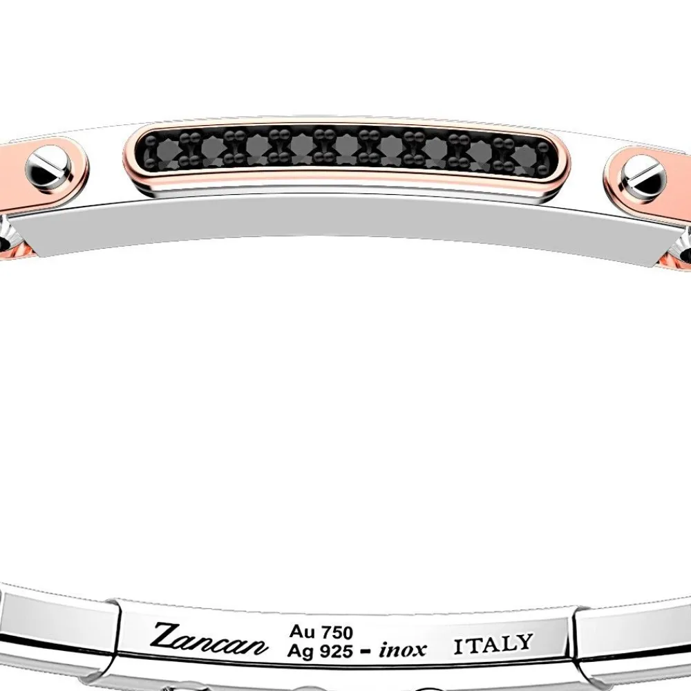Discount Zancan Silver Bracelet With 18K Gold Inserts, Stones And Kevlar. Bracelets