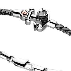 Best Zancan Silver Bracelet With Anchor And Black Stones. Bracelets
