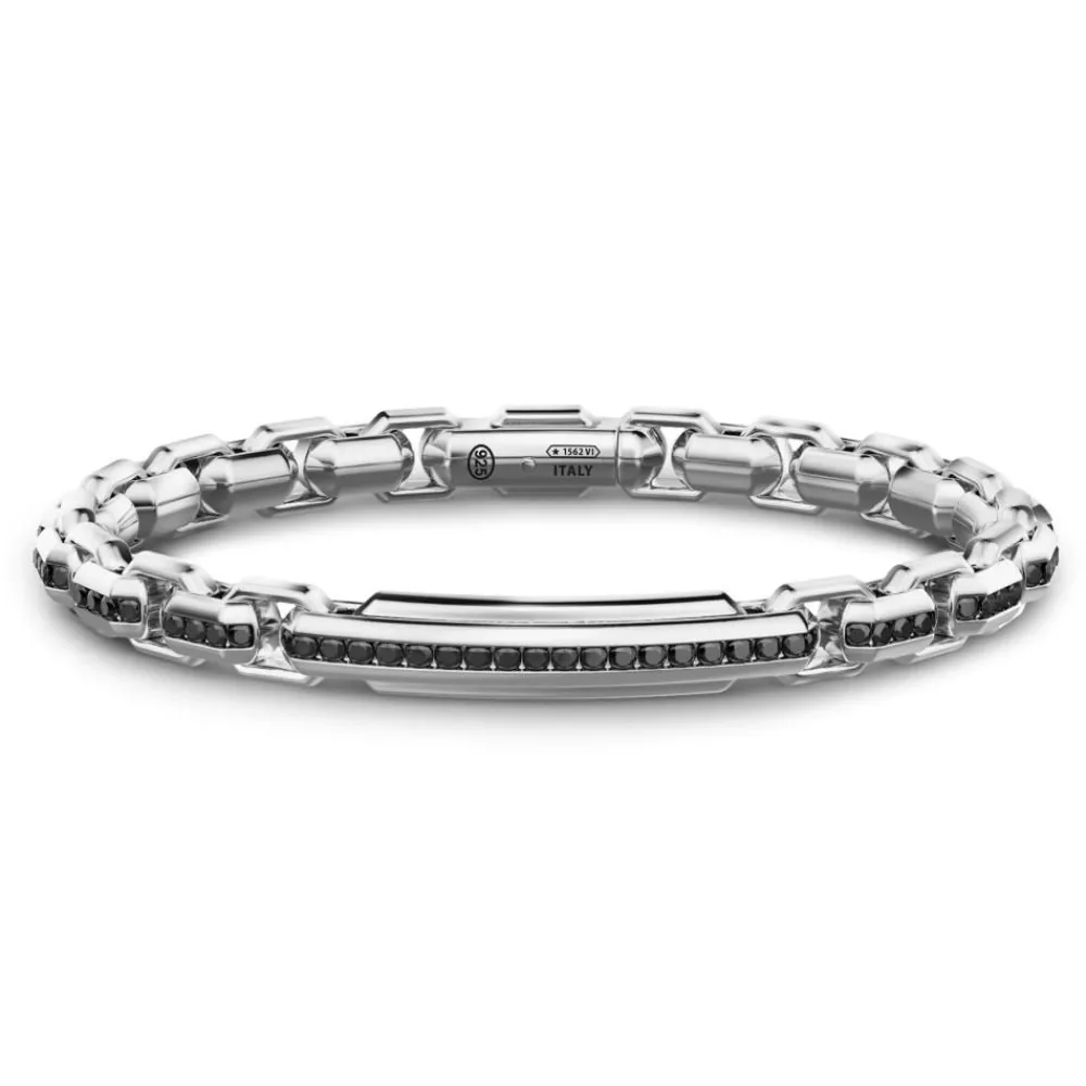 Fashion Zancan Silver Bracelet With Tag And Black Stones. Bracelets