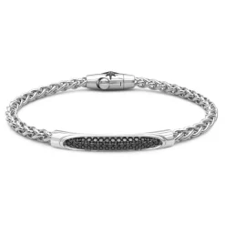 Cheap Zancan Silver Bracelet With Tag And Black Stones. Bracelets