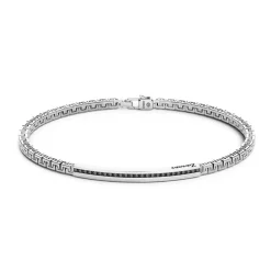 Best Zancan Silver Bracelet With Tag And Black Stones. Bracelets