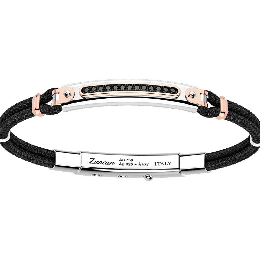 Clearance Zancan Silver Bracelet With 18K Gold Inserts, Stones And Kevlar. Bracelets